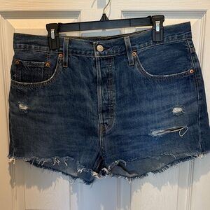 Levi's Blue Distressed Jean Shorts